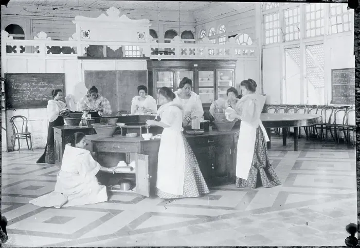Framed Print : Girls Learning Types of Kitchen Work Framed Print : Girls Learning Types of Kitchen Work