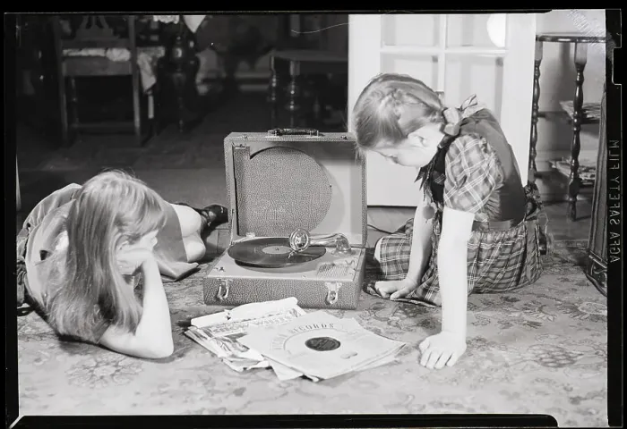 Framed Print : Girls Listening To Phonograph Framed Print : Girls Listening To Phonograph