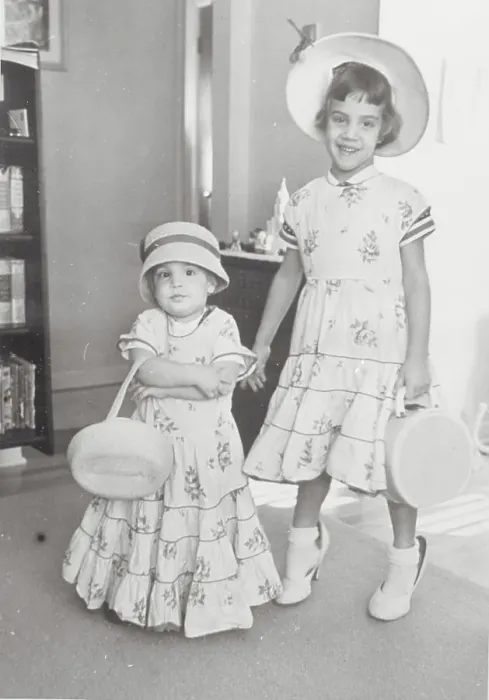 Framed Print : Girls Modeling Their Mother's Clothes Framed Print : Girls Modeling Their Mother's Clothes