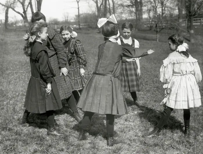 Framed Print : Girls Play Blindman's Bluff Framed Print : Girls Play Blindman's Bluff