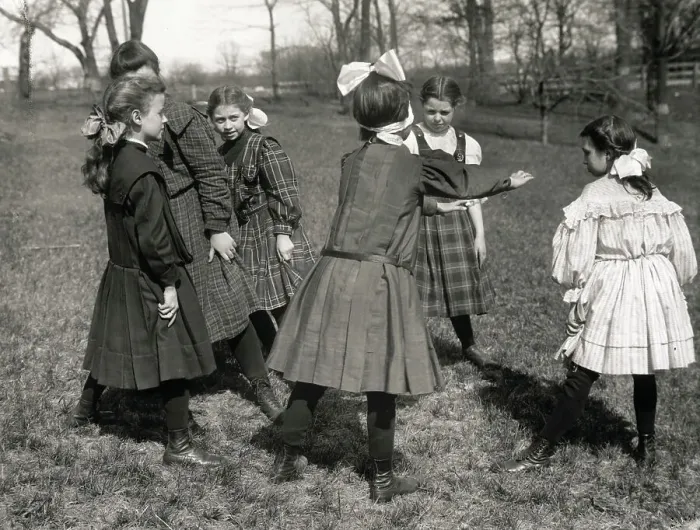 Framed Print : Girls Playing Blind Man's Buff Outdoors Framed Print : Girls Playing Blind Man's Buff Outdoors