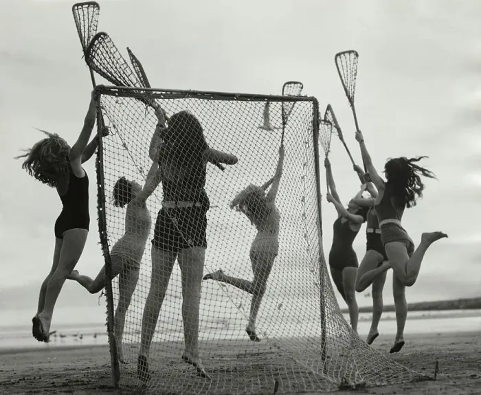 Framed Print : Girls Playing La Crosse on Beach Framed Print : Girls Playing La Crosse on Beach