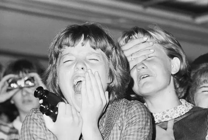 Framed Print : Two Girls Screaming at a Beatles Concert Framed Print : Two Girls Screaming at a Beatles Concert