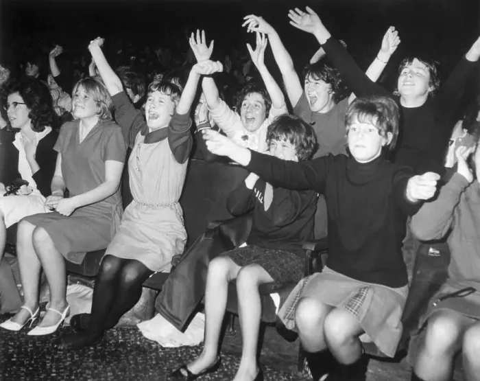 Framed Print : Girls Screaming and Crying at Beatles Show Framed Print : Girls Screaming and Crying at Beatles Show