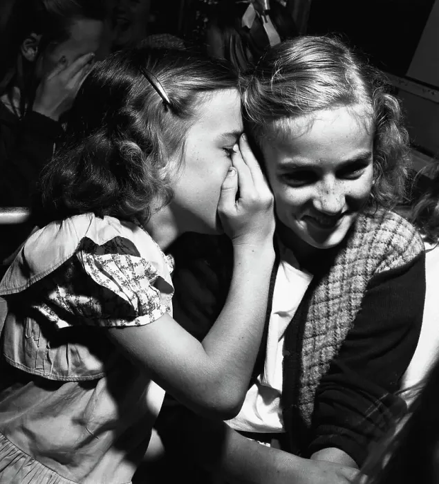 Framed Print : Two Girls Sharing a Secret
