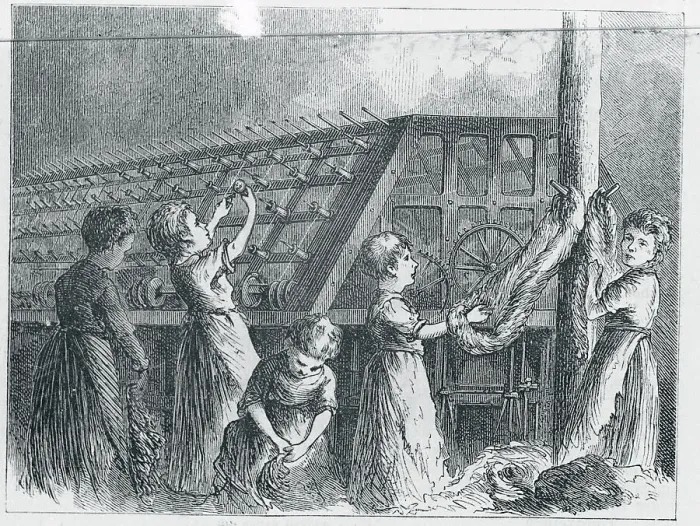 Framed Print : Girls Spinning Twine