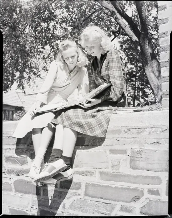 Framed Print : Girls Studying Framed Print : Girls Studying