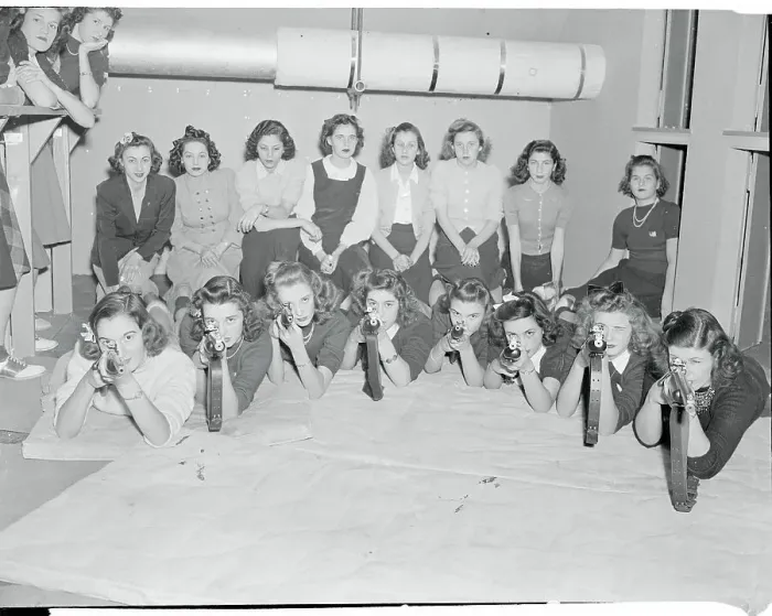 Framed Print : Girls Training for National Defense Framed Print : Girls Training for National Defense