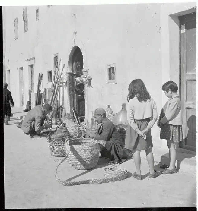 Framed Print : Girls Watching a Craftsman Framed Print : Girls Watching a Craftsman