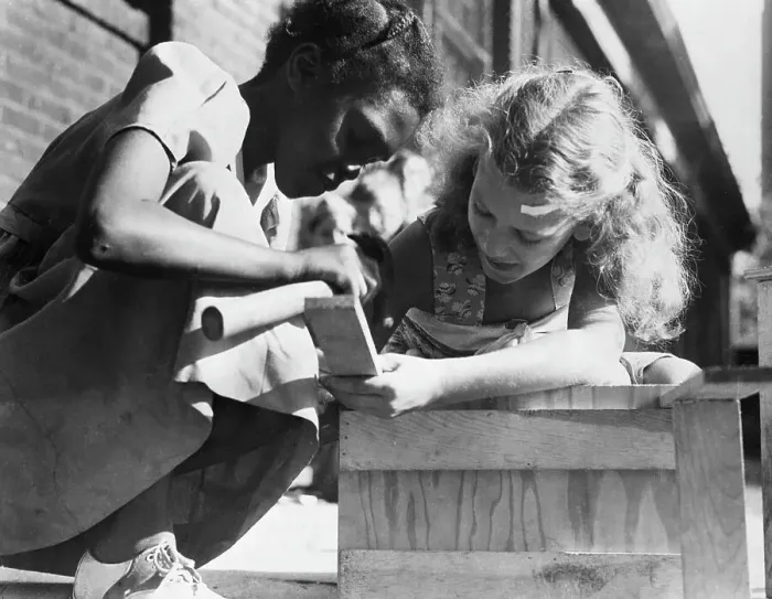 Framed Print : Girls Working Together Framed Print : Girls Working Together