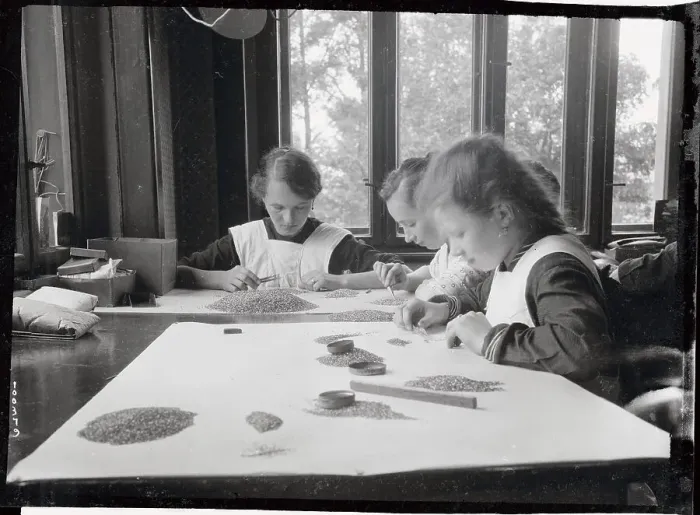 Framed Print : Girls Working as Jewel Center Apprentices Framed Print : Girls Working as Jewel Center Apprentices