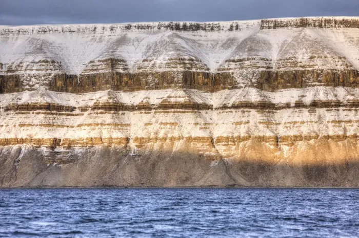 Framed Print : Glacial ice and limestone cliffs Framed Print : Glacial ice and limestone cliffs