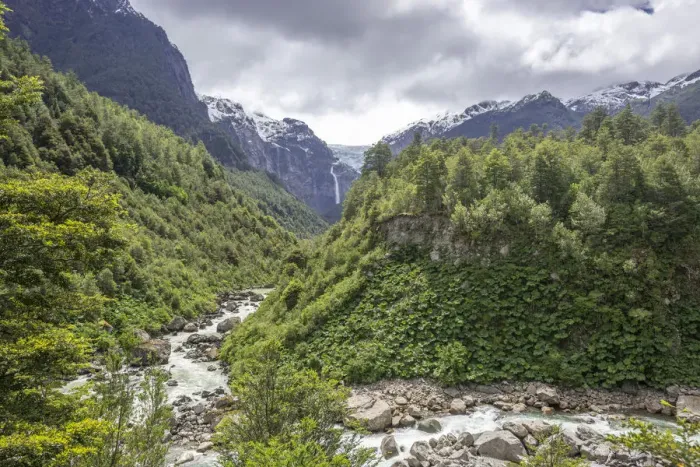 Framed Print : Glacial river in front of the Ventisquero Colgante, hanging glacier, Parc National Queulat, Puerto Puyuhuapi, Aysen, Chile Framed Print : Glacial river in front of the Ventisquero Colgante, hanging glacier, Parc National Queulat, Puerto Puyuhuapi, Aysen, Chile