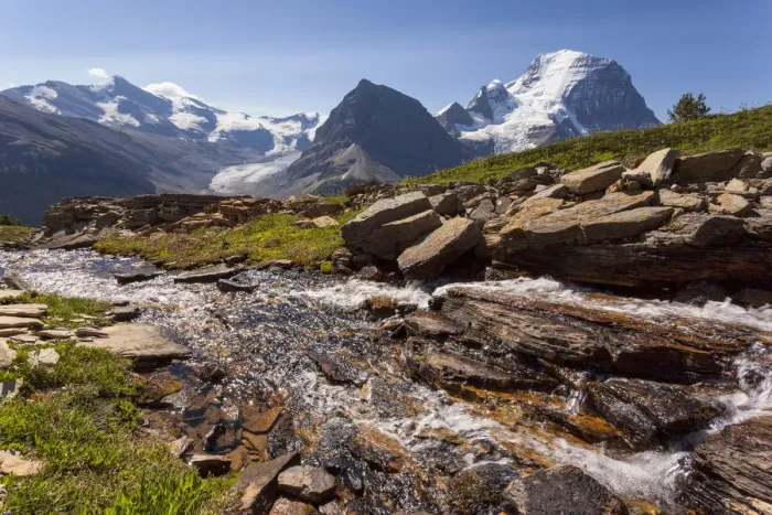 Framed Print : Glacial stream in front of Mount Robson, Mount Robson Provincial Park, British Columbia Province, Canada Framed Print : Glacial stream in front of Mount Robson, Mount Robson Provincial Park, British Columbia Province, Canada