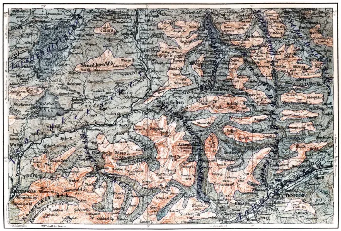 Framed Print : Glaciation of the Tegernsee area during the ice age Framed Print : Glaciation of the Tegernsee area during the ice age