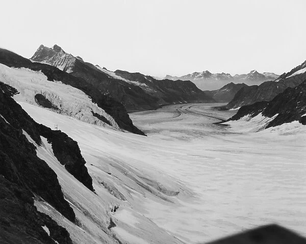 Glacier. A wide glacial valley, circa 1950