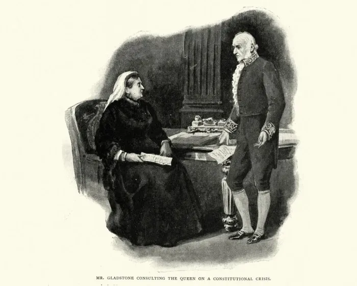 Framed Print : Gladstone consulting Queen Victoira on a constitutional crisis Framed Print : Gladstone consulting Queen Victoira on a constitutional crisis