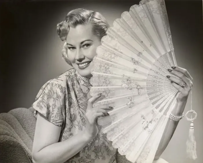 Framed Print : Glamorous woman with lace fan Framed Print : Glamorous woman with lace fan