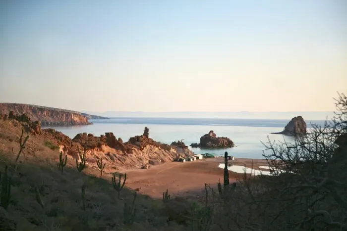 Framed Print : Glamping. Mountain toward ocean view of Baja Camp Framed Print : Glamping. Mountain toward ocean view of Baja Camp