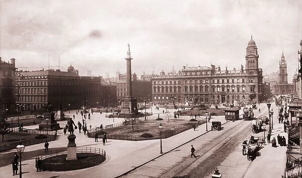 Glasgow. 1875: George Square, Glasgow, showing the City Chambers