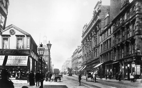 Glasgow. 1895: Sauchiehall street, a busy shopping street in the centre of Glasgow