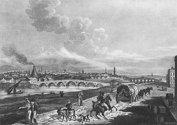 Glasgow. The banks of the River Clyde in Glasgow, 1817