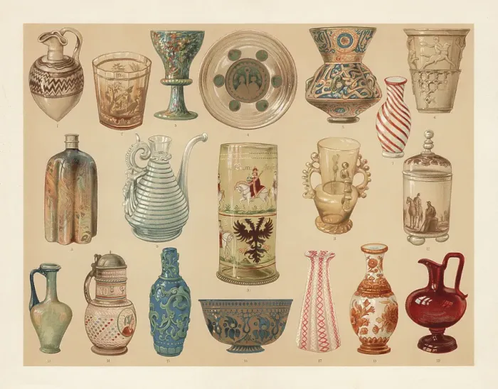 Framed Print : Glass art industry, lithograph, published in 1897 Framed Print : Glass art industry, lithograph, published in 1897