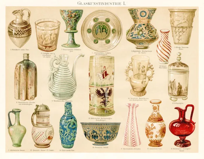 Framed Print : Glass industry lithograph 1895 Framed Print : Glass industry lithograph 1895