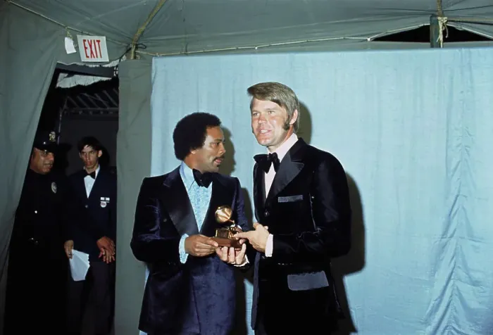 Framed Print : Glen Campbell and Quincy Jones Holding Grammy Award Framed Print : Glen Campbell and Quincy Jones Holding Grammy Award