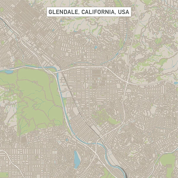 Glendale California US City Street Map