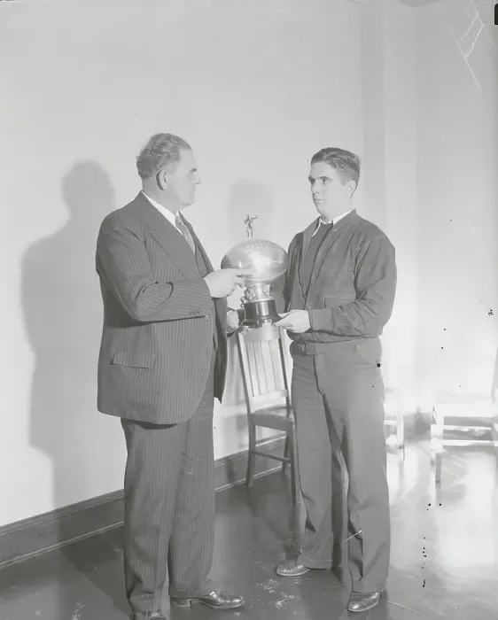 Framed Print : Glenn Warner Receiving Welcoming Trophy Framed Print : Glenn Warner Receiving Welcoming Trophy