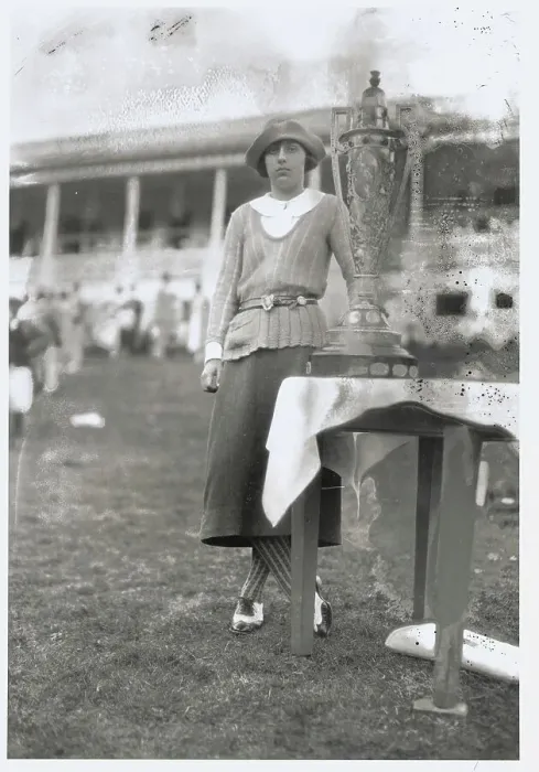 Framed Print : Glenna Collett Standing Beside Trophy Framed Print : Glenna Collett Standing Beside Trophy