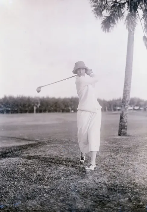 Framed Print : Glenna Collett Swinging Golf Club