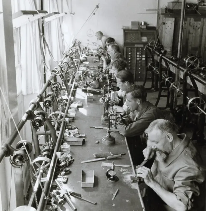 Framed Print : Glimpse Of Work Room In Watch Factory Framed Print : Glimpse Of Work Room In Watch Factory