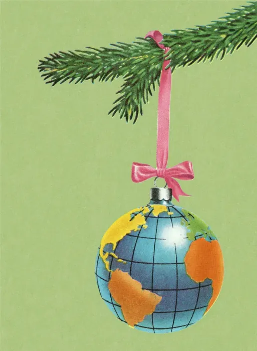 Framed Print : Globe Christmas Tree Ornament