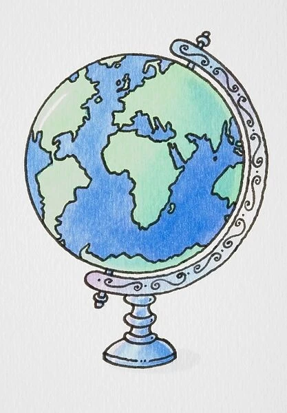 Globe on ornate axis