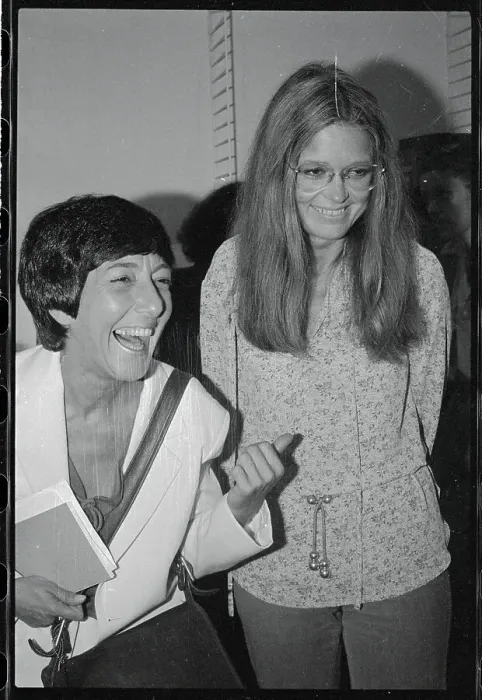 Framed Print : Gloria Steinem Joking with Margaret Costanza Framed Print : Gloria Steinem Joking with Margaret Costanza