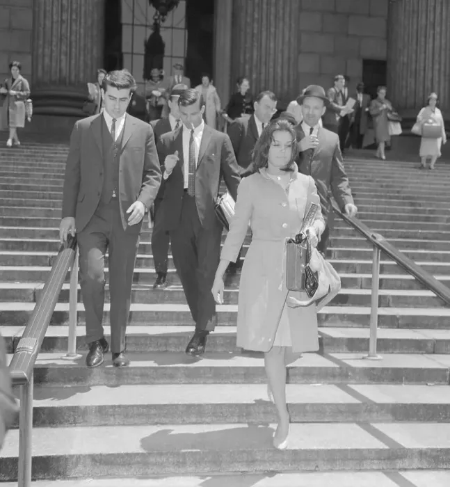 Framed Print : Gloria Steinem Walking Down Steps Framed Print : Gloria Steinem Walking Down Steps