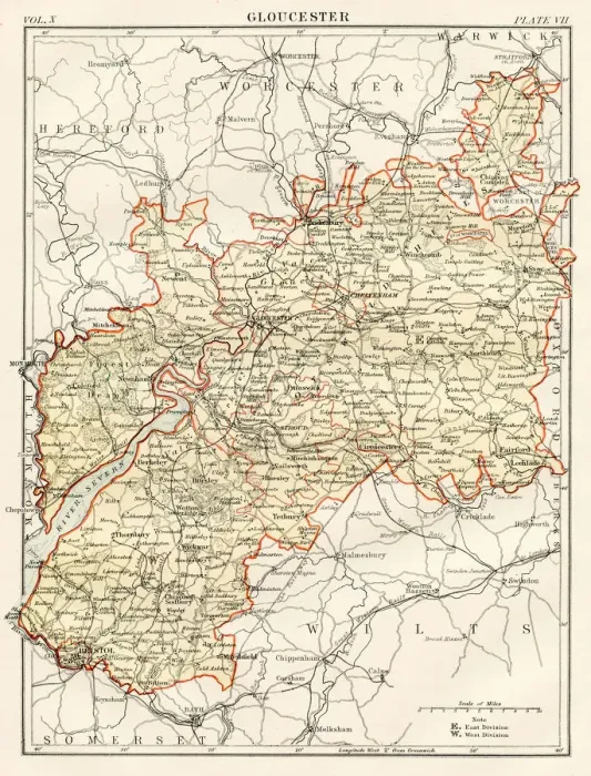 Framed Print : Gloucester map 1884