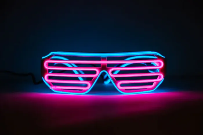 Framed Print : Glowing neon glasses Framed Print : Glowing neon glasses