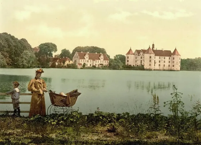 Framed Print : Gluecksburg Castle in Schleswig-Holstein, Germany, Historical, photochrome print from the 1890s Framed Print : Gluecksburg Castle in Schleswig-Holstein, Germany, Historical, photochrome print from the 1890s