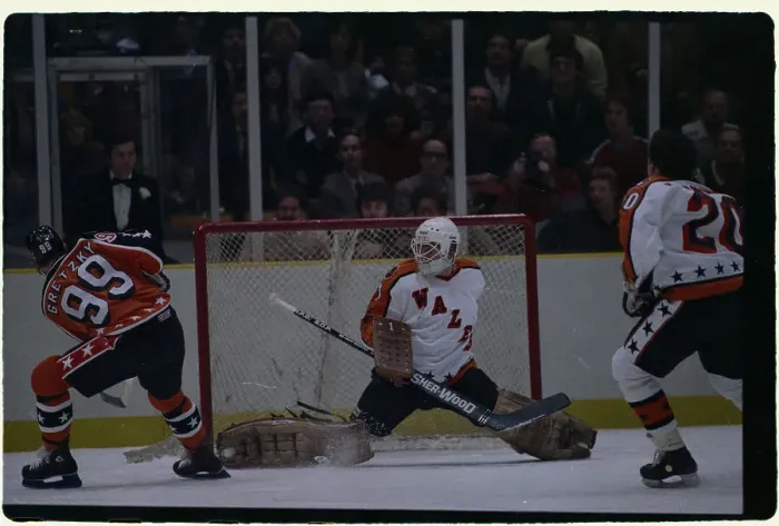 Framed Print : Goaltender Extending to Block Shot from Wayne Gretzky Framed Print : Goaltender Extending to Block Shot from Wayne Gretzky