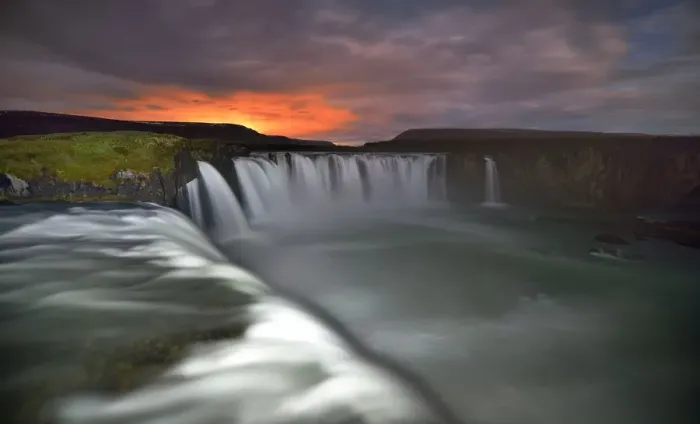 Framed Print : Godafoss Waterfall Sunset in Iceland Framed Print : Godafoss Waterfall Sunset in Iceland