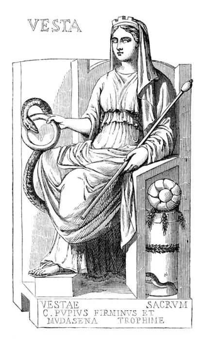 Framed Print : Goddess of bakery Vesta roman god illustration Framed Print : Goddess of bakery Vesta roman god illustration