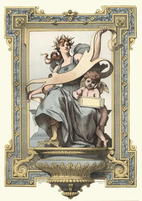 Framed Print : The Goddess Minerva and Cupid