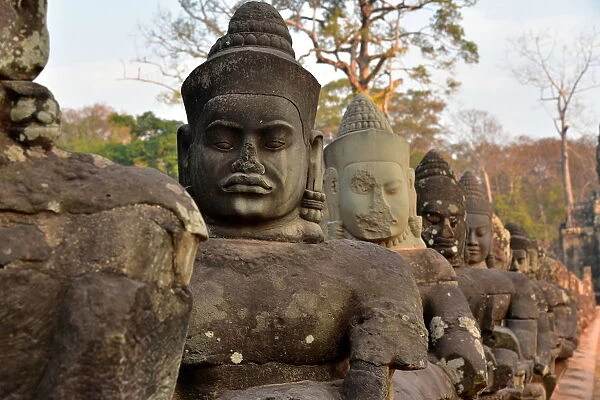 Gods statues alignment Southgate Angkor Siem Reap Cambodia