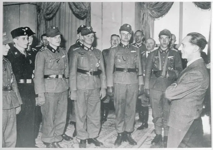 Framed Print : Goebbels Receiving Young SS Fighters 1944 Framed Print : Goebbels Receiving Young SS Fighters 1944