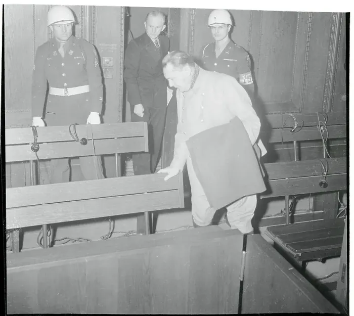 Framed Print : Goering Entering Nuremburg Courtroom