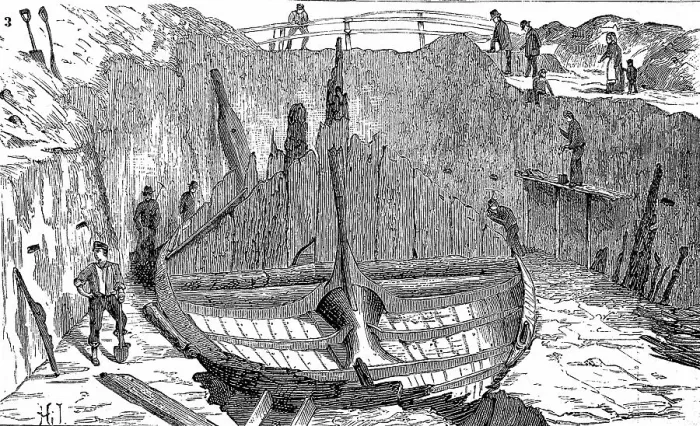 Framed Print : The Gokstad Ship is a 9th century Viking ship found in a burial mound at Gokstad in Sandar, Sandefjord, Vestfold, Norway, Historic, digitally restored reproduction of a 19th century original Framed Print : The Gokstad Ship is a 9th century Viking ship found in a burial mound at Gokstad in Sandar, Sandefjord, Vestfold, Norway, Historic, digitally restored reproduction of a 19th century original