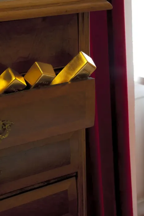 Framed Print : Gold bars in a drawer cabinet Framed Print : Gold bars in a drawer cabinet